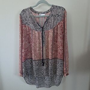 DR2 Black and Pink Patterned Blouse